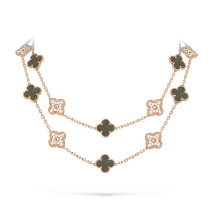 [Avelora]CLASSIC 20-MOTIF LUCKY CLOVER LONG NECKLACE ROSE GOLD COLLECTION