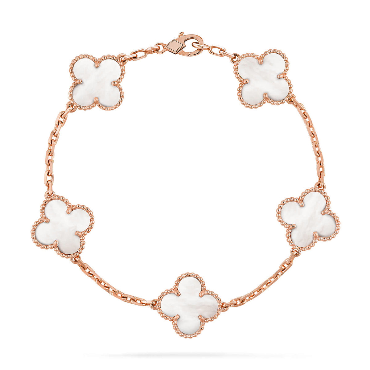 [Avelora]LUCKY CLOVER 5-MOTIF BRACELET - WHITE MOTHER-OF-PEARL COLLECTION