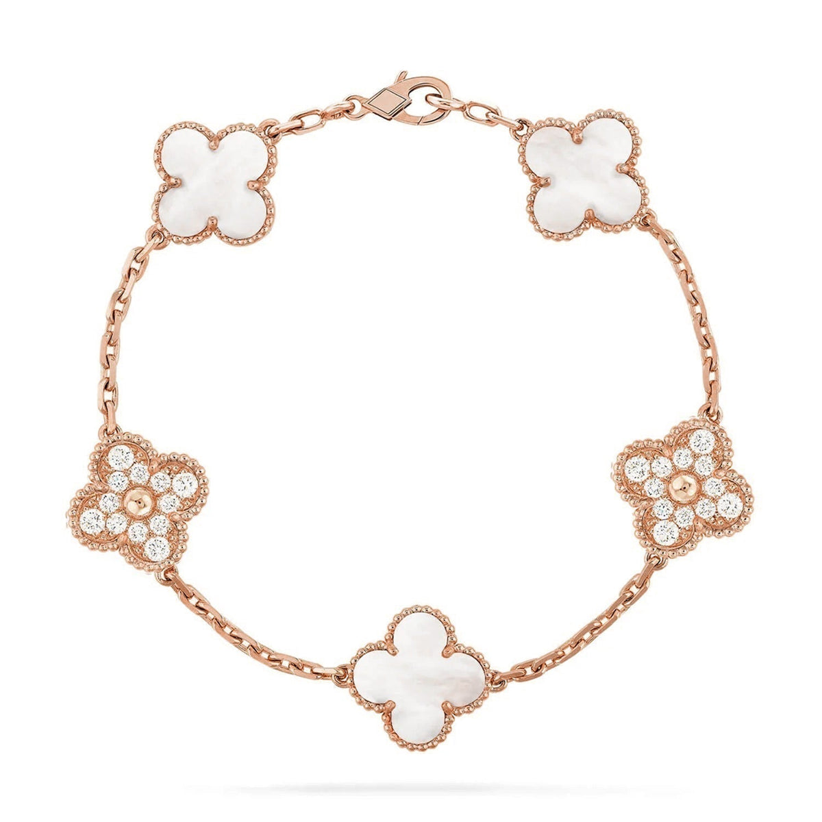 [Avelora Jewelry ]CLOVER WHITE PEARL MOP 5 MOTIF BRACELET COLLECTION