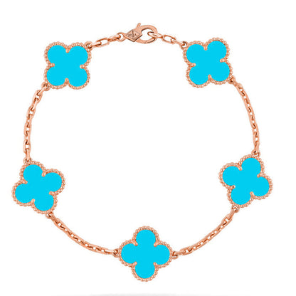 [Avelora]LUCKY CLOVER 5-MOTIF BRACELET - TURQUOISE COLLECTION