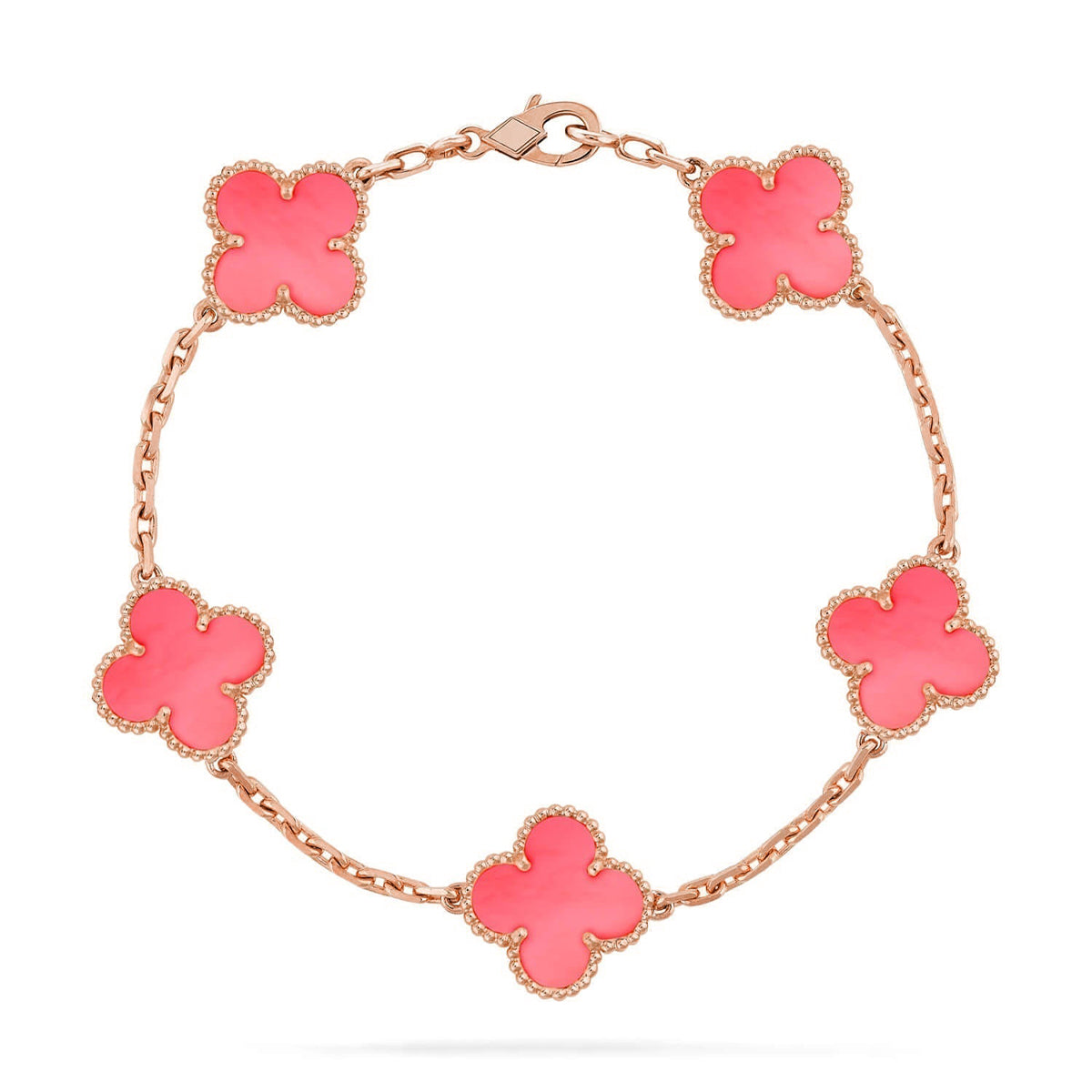 [Avelora]LUCKY CLOVER 5-MOTIF BRACELET - PINK MOTHER-OF-PEARL COLLECTION