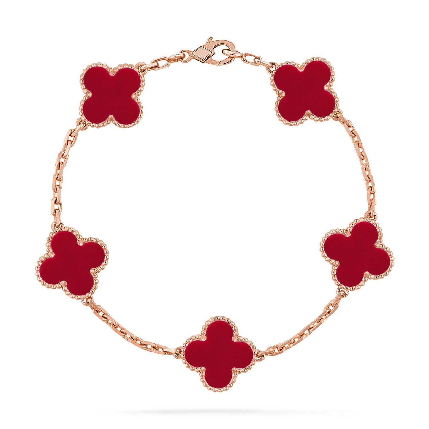 [Avelora]LUCKY CLOVER 5-MOTIF BRACELET - RED CARNELIAN COLLECTION
