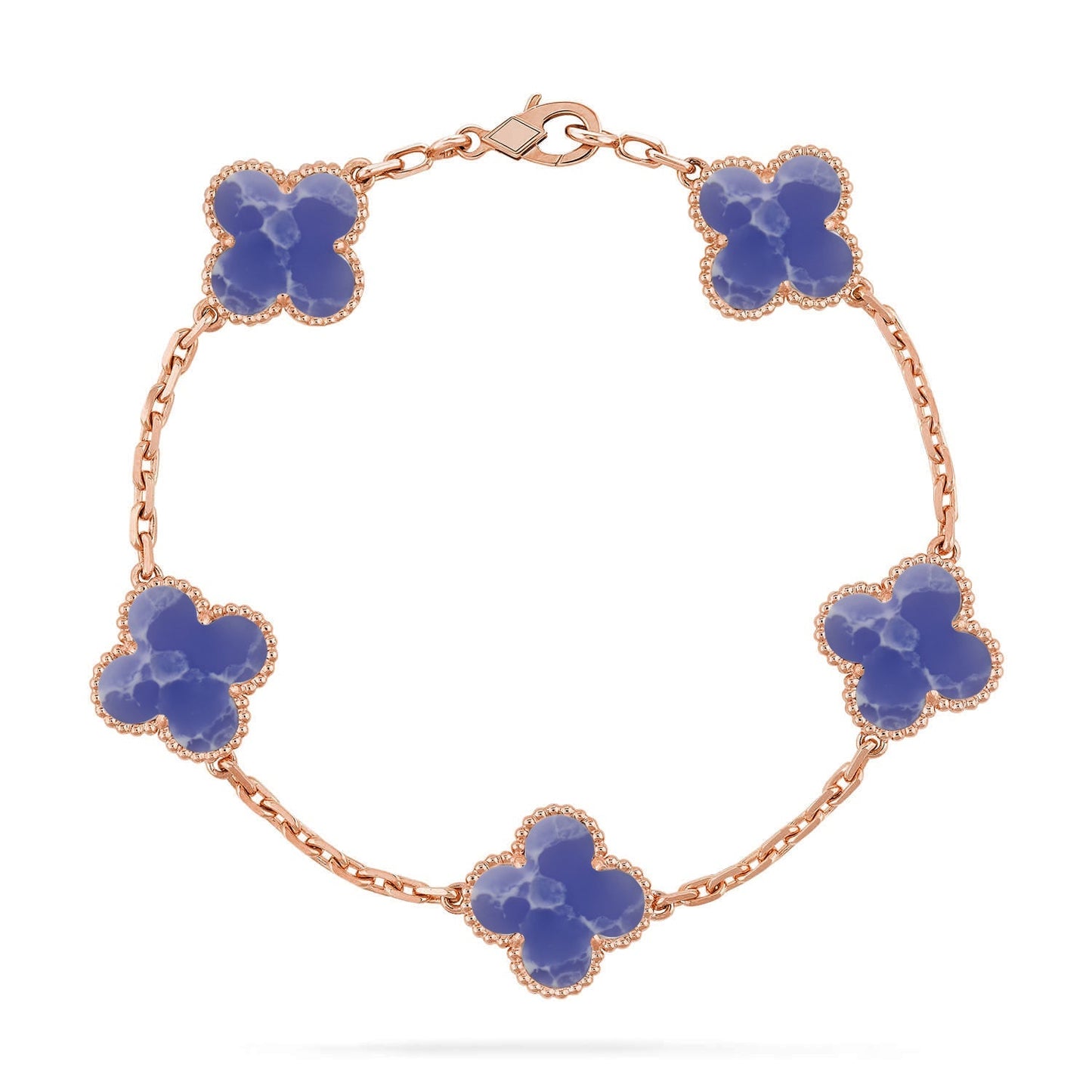 [Avelora]LUCKY CLOVER 5-MOTIF BRACELET - BLUE LARIMAR COLLECTION