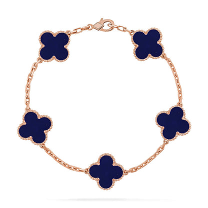 [Avelora]LUCKY CLOVER 5-MOTIF BRACELET - LAPIS LAZULI COLLECTION