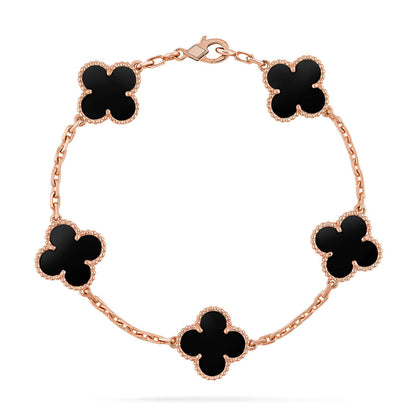 [Avelora]LUCKY CLOVER 5-MOTIF BRACELET - BLACK OXNY COLLECTION
