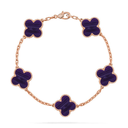 [Avelora]LUCKY CLOVER 5-MOTIF BRACELET - CHAROITE COLLECTION
