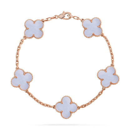 [Avelora]LUCKY CLOVER 5-MOTIF BRACELET - PURPLE CHALCEDONY COLLECTION