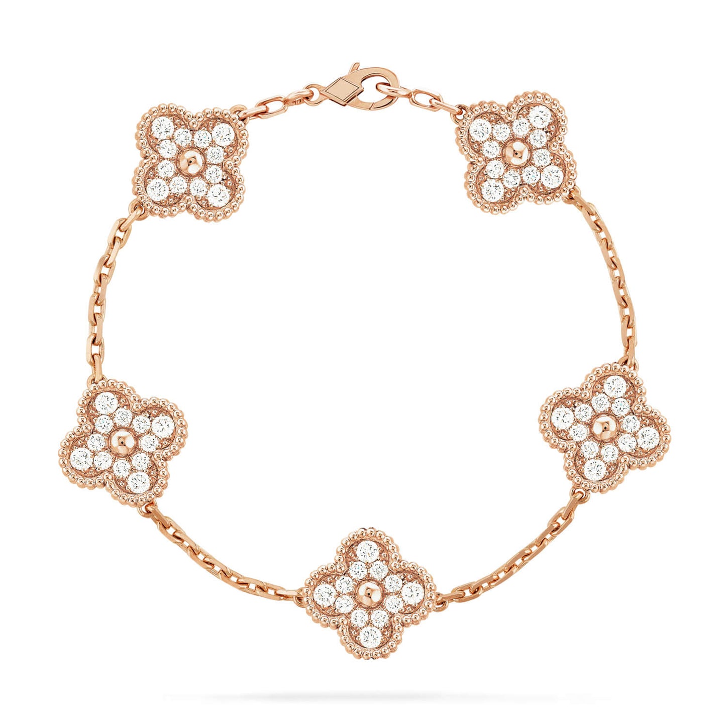 [Avelora]LUCKY CLOVER 5-MOTIF BRACELET - FULL-DIAMOND