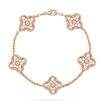 [Avelora]LUCKY CLOVER 5-MOTIF BRACELET - FULL-DIAMOND