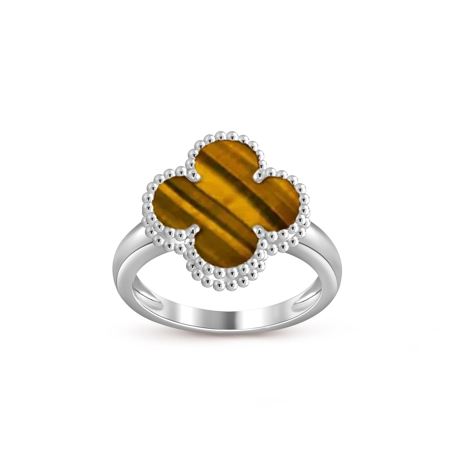 [Avelora]LUCKY CLOVER VINTAGE WHITE GOLD RING COLLECTION