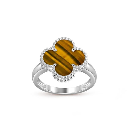 [Avelora]LUCKY CLOVER VINTAGE WHITE GOLD RING COLLECTION
