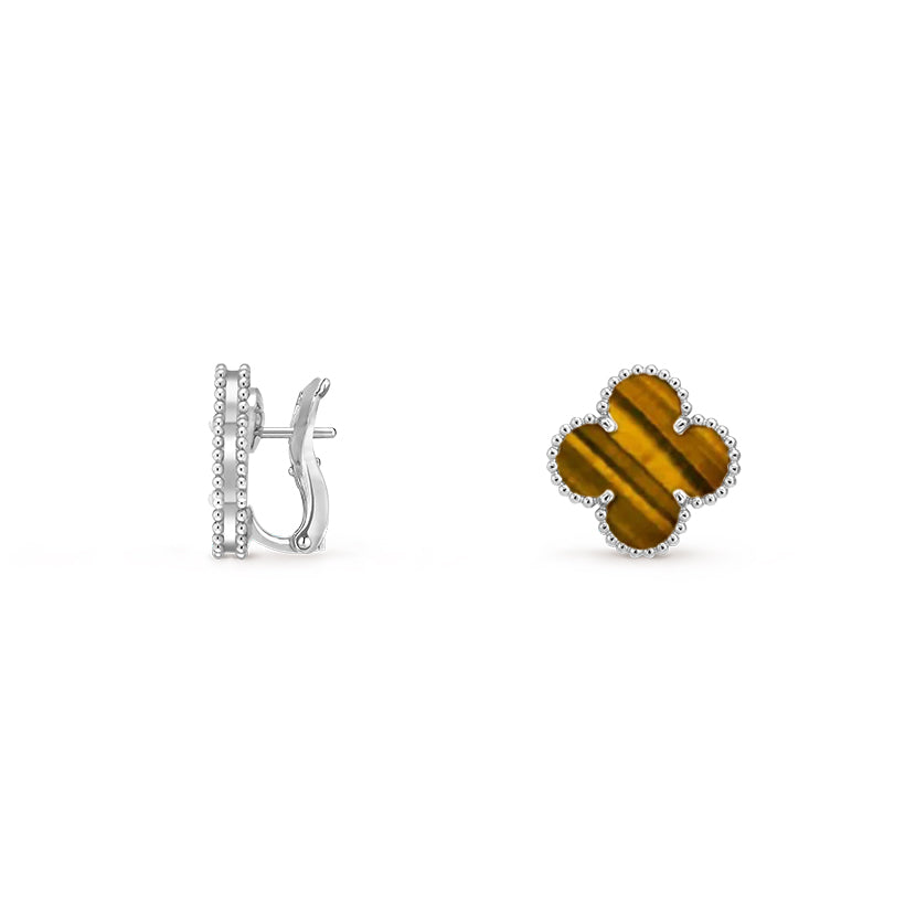 [Avelora]15MM CLOVER FLOWER STUD EARRINGS WHITE GOLD COLLECTION