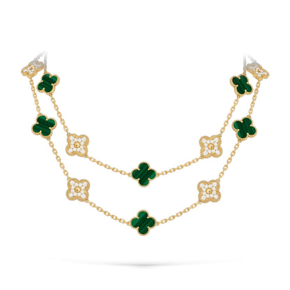 [Avelora]CLASSIC 20-MOTIF LUCKY CLOVER LONG NECKLACE GOLD COLLECTION