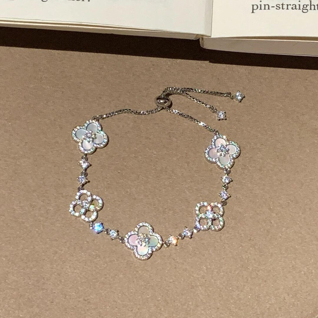[Avelora Jewelry ]CLOVER 5 MOTIF PINK BLUE RED WHITE BRACELET