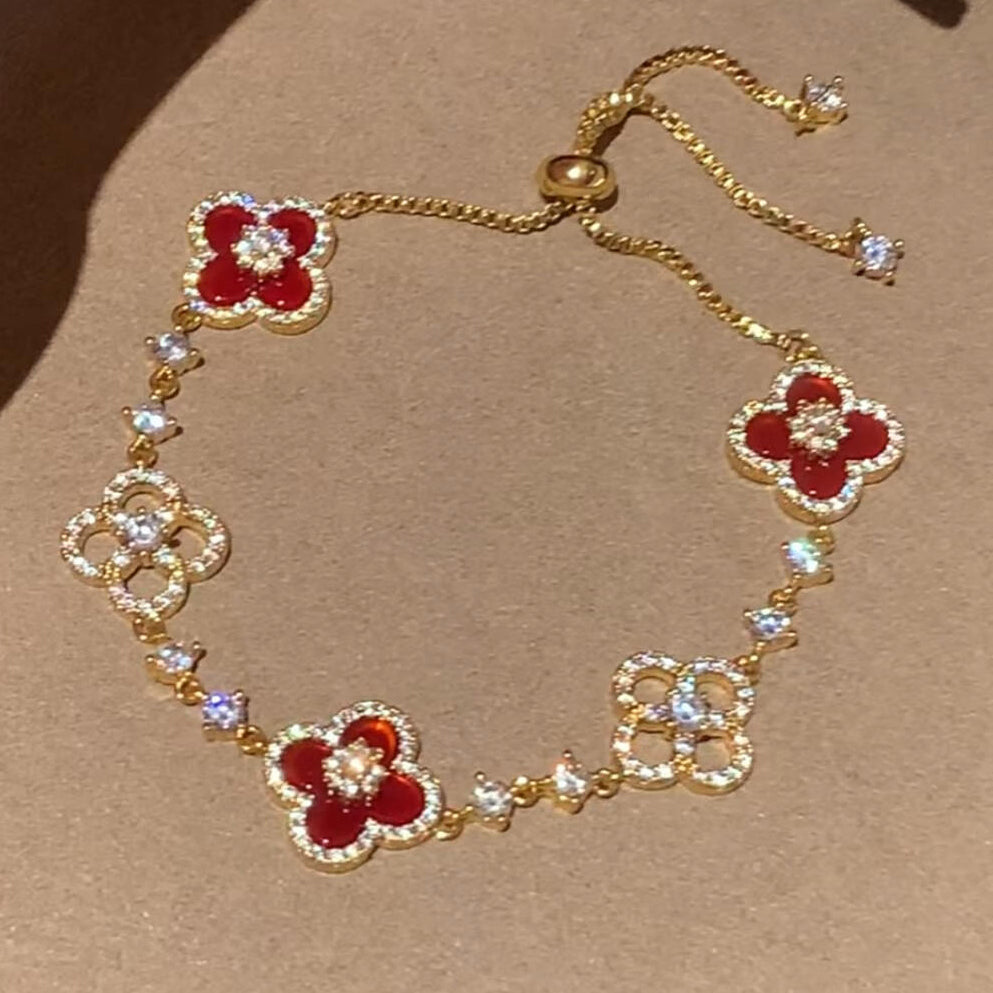 [Avelora Jewelry ]CLOVER 5 MOTIF PINK BLUE RED WHITE BRACELET