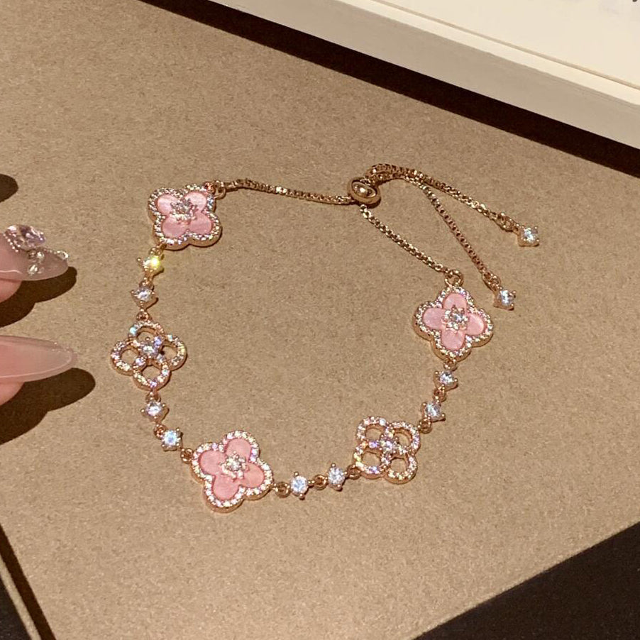 [Avelora Jewelry ]CLOVER 5 MOTIF PINK BLUE RED WHITE BRACELET