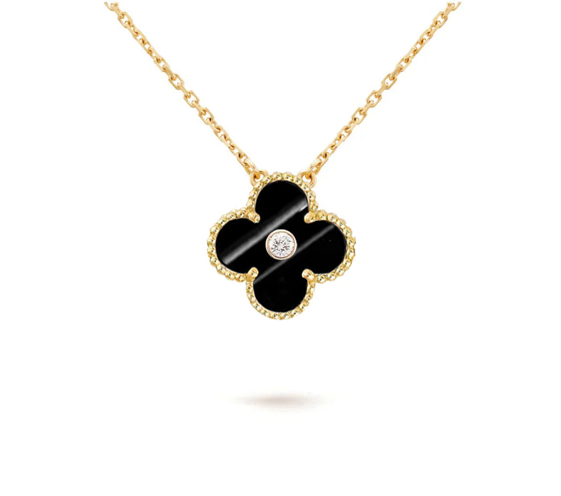 [Avelora]15MM CLOVER FLOWER DIAMOND PENDANT NECKLACE COLLECTION