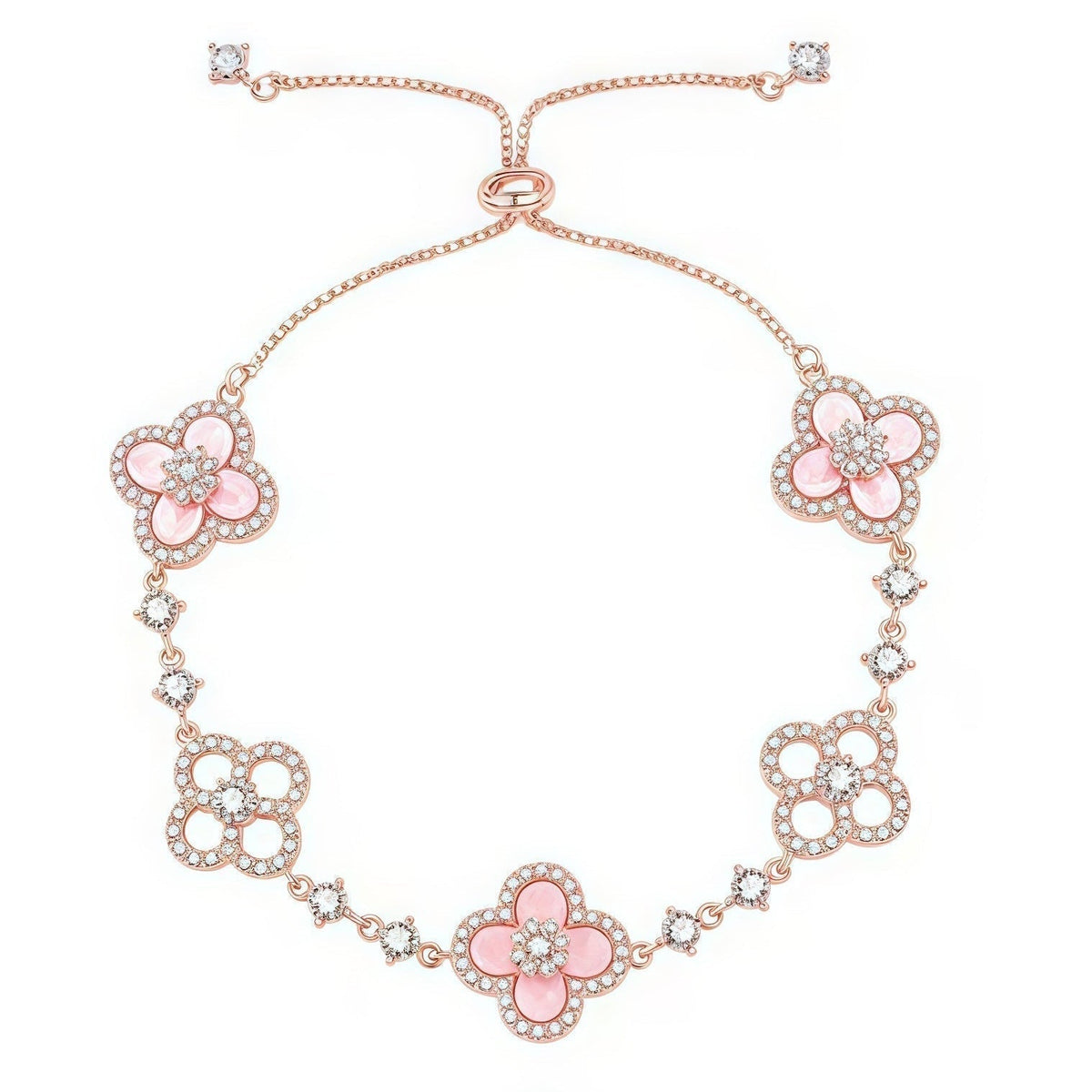 [Avelora Jewelry ]CLOVER 5 MOTIF PINK BLUE RED WHITE BRACELET