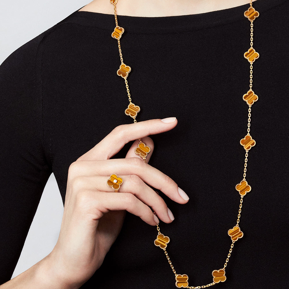 [Avelora Jewelry ]CLOVER 20 MOTIFS TIGER EYE ROSE GOLD