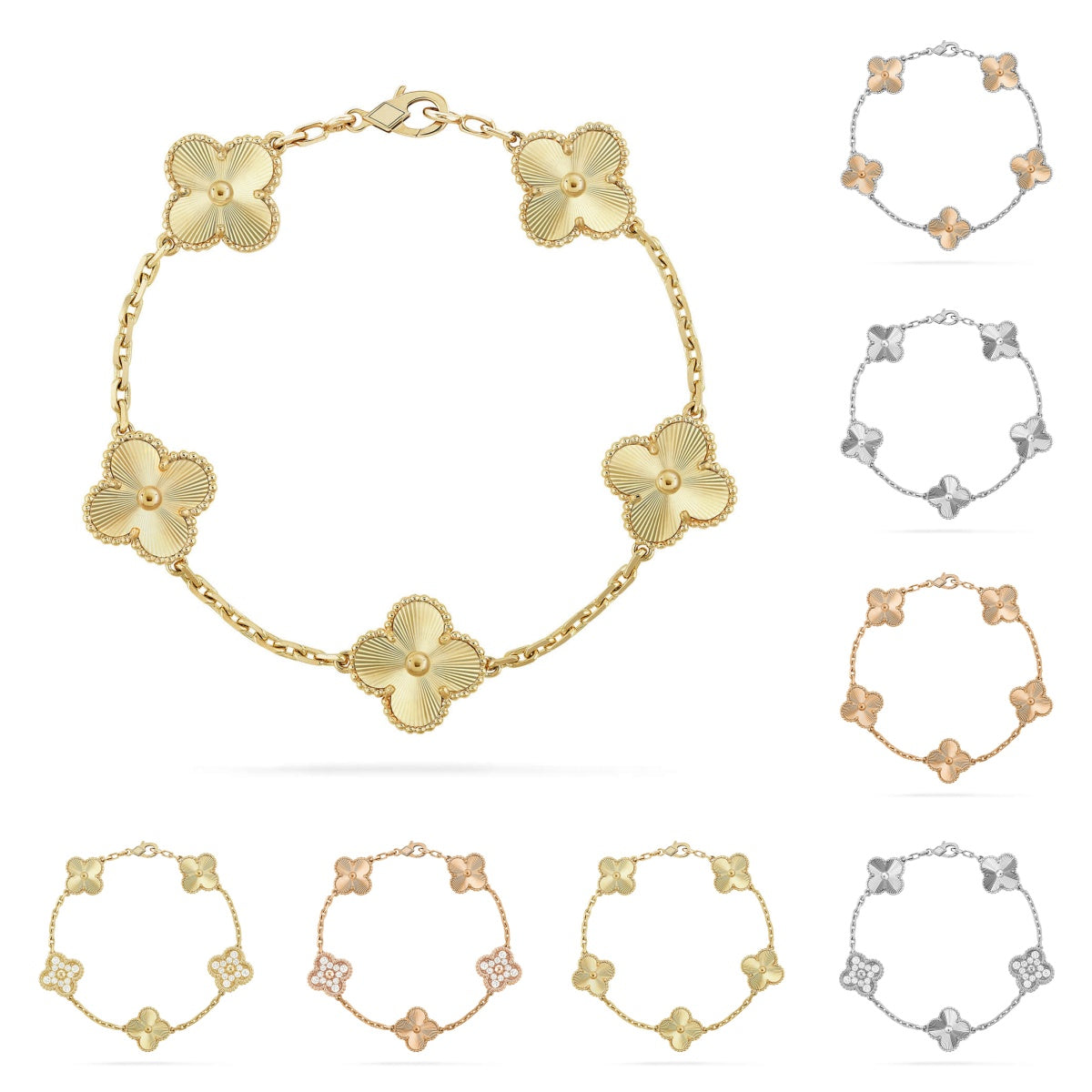 [Avelora]LUCKY CLOVER 5-MOTIF BRACELET - LASER COLLECTION