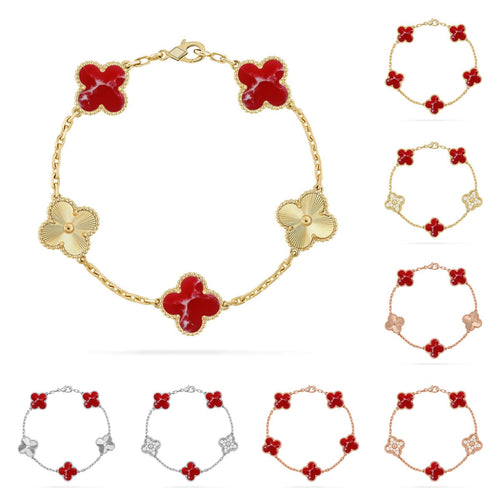 [Avelora]LUCKY CLOVER 5-MOTIF BRACELET - RED LARIMAR COLLECTION