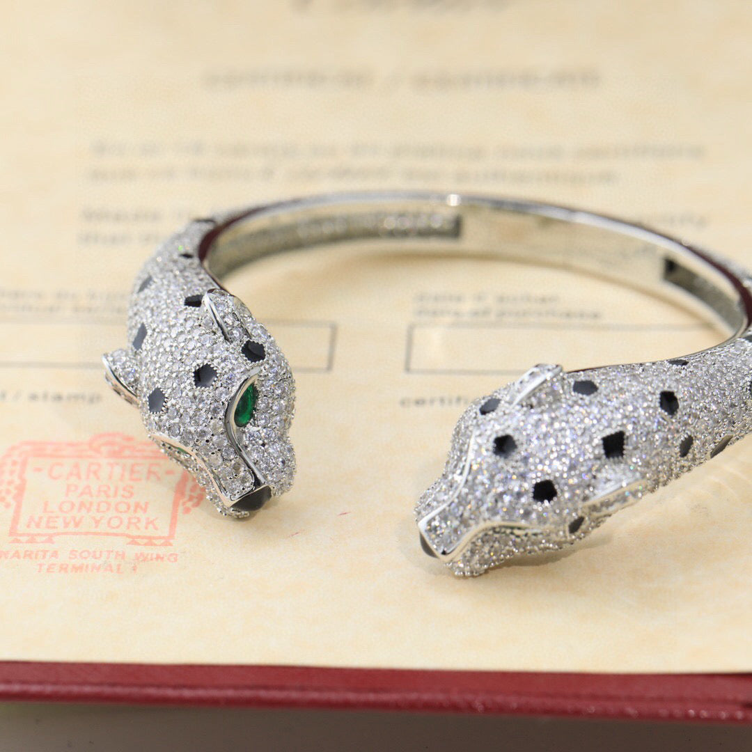 Avelora DOUBLE PANTHER FULL-PAVÉ OPEN BANGLE product view 5