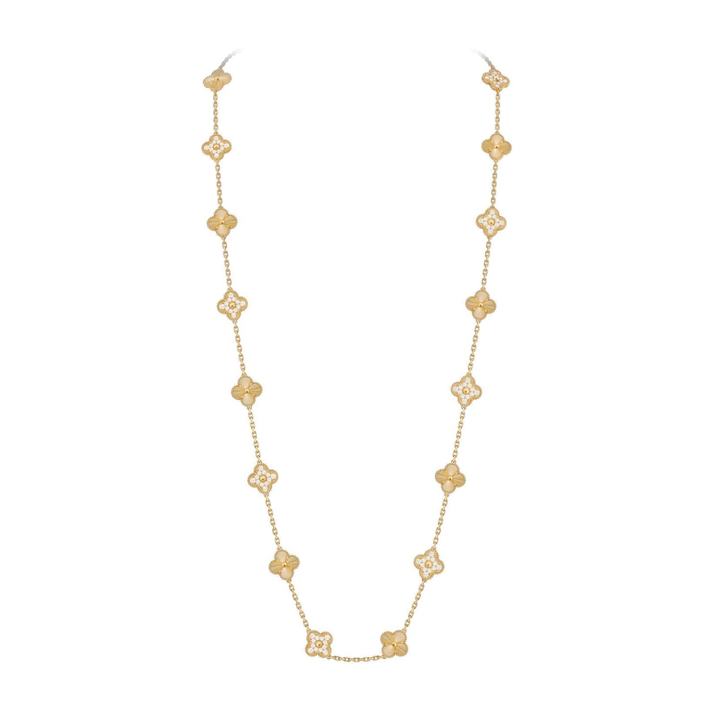 [Avelora]CLASSIC 20-MOTIF LUCKY CLOVER LONG NECKLACE GOLD COLLECTION