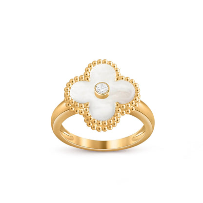 [Avelora]LUCKY CLOVER DIAMOND-ACCENT GOLD RING COLLECTION