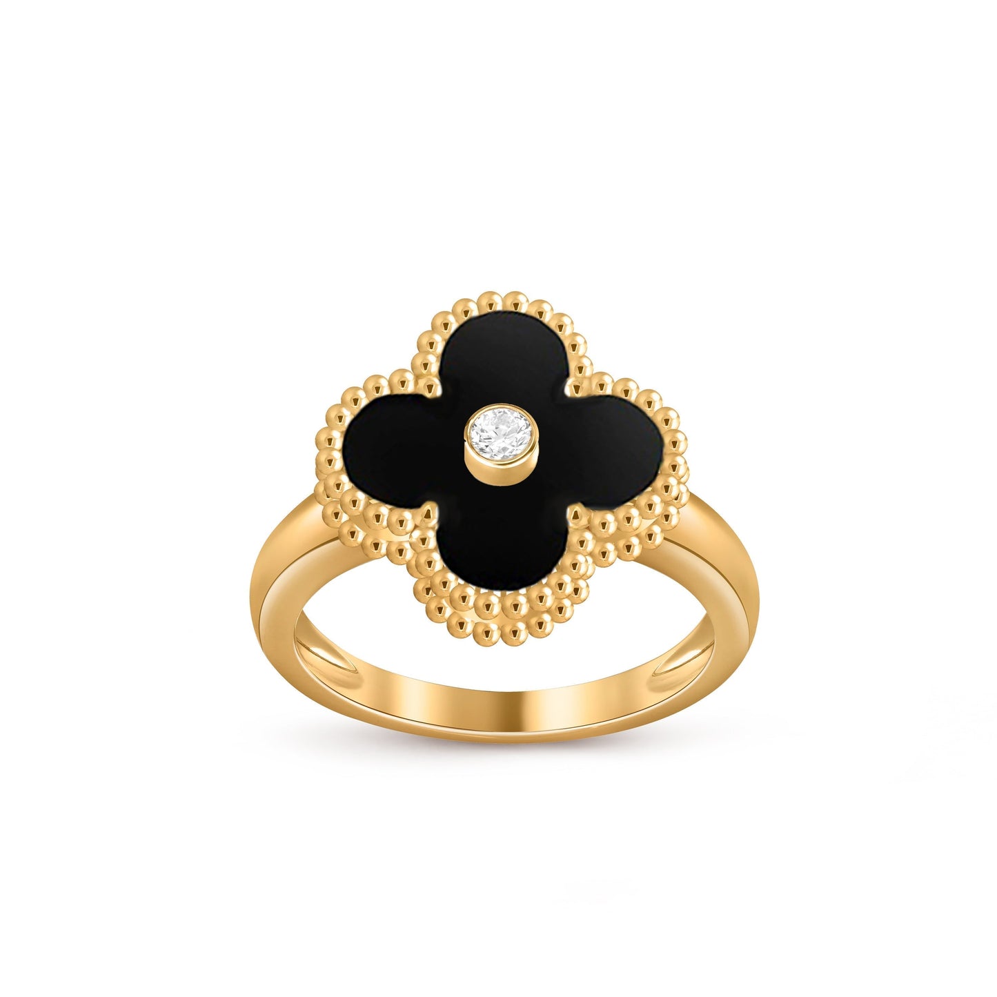 [Avelora]LUCKY CLOVER DIAMOND-ACCENT GOLD RING COLLECTION