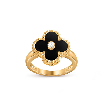 [Avelora]LUCKY CLOVER DIAMOND-ACCENT GOLD RING COLLECTION