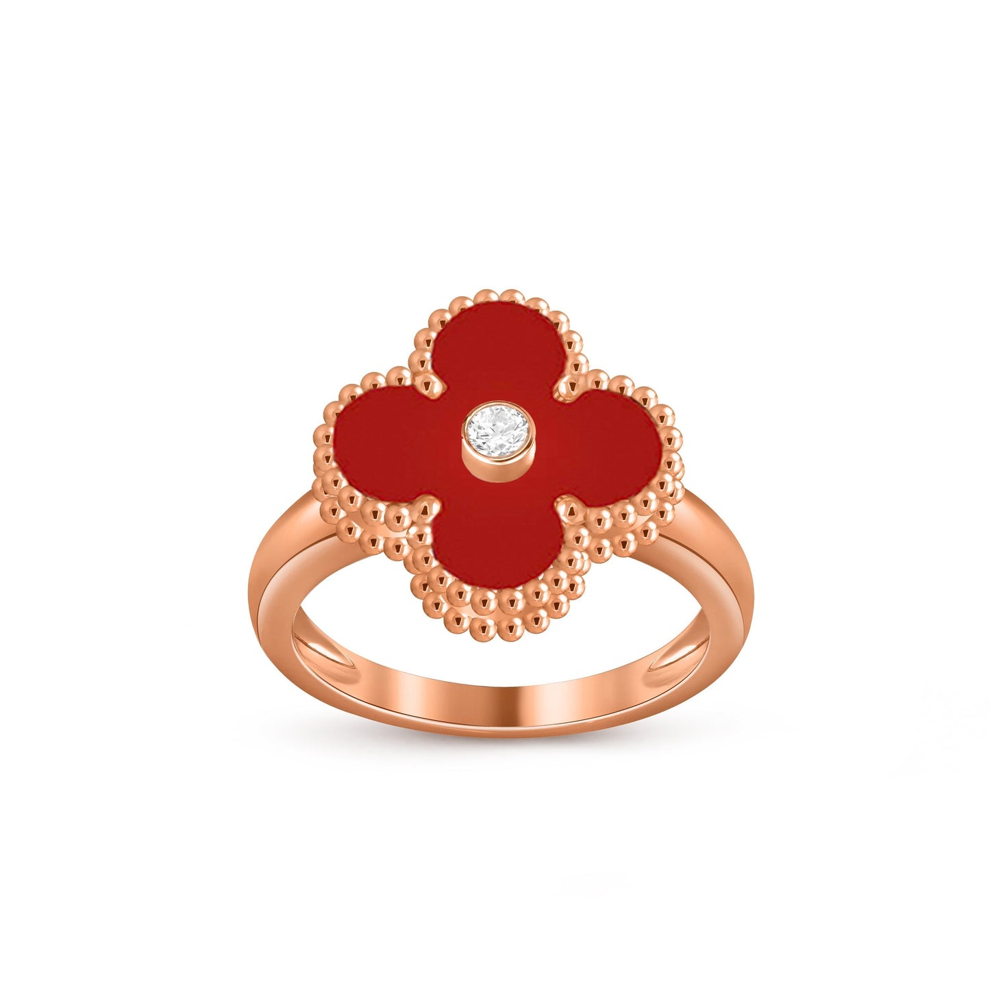 [Avelora]LUCKY CLOVER DIAMOND-ACCENT ROSE GOLD RING COLLECTION