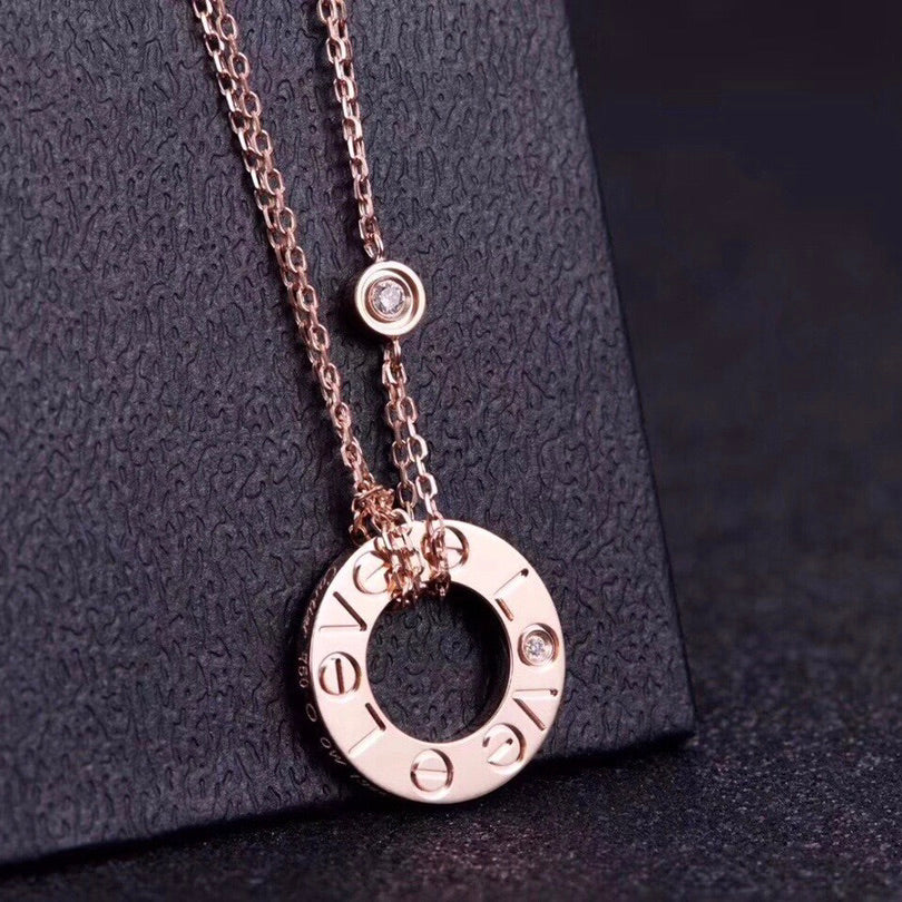 [Avelora Jewelry ]LOVE NECKLACE 16MM 2 DIAMONDS