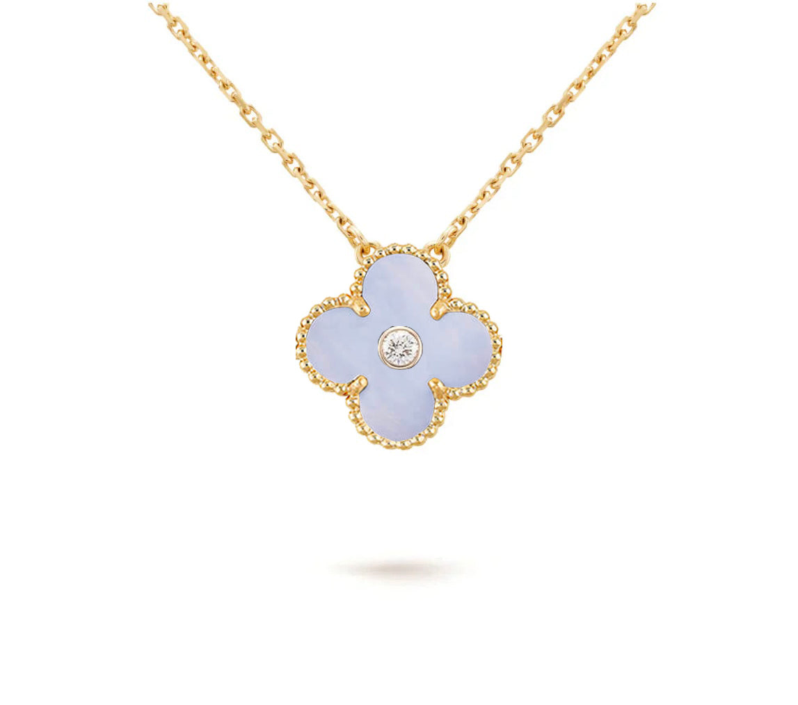 [Avelora]15MM CLOVER FLOWER DIAMOND PENDANT NECKLACE COLLECTION
