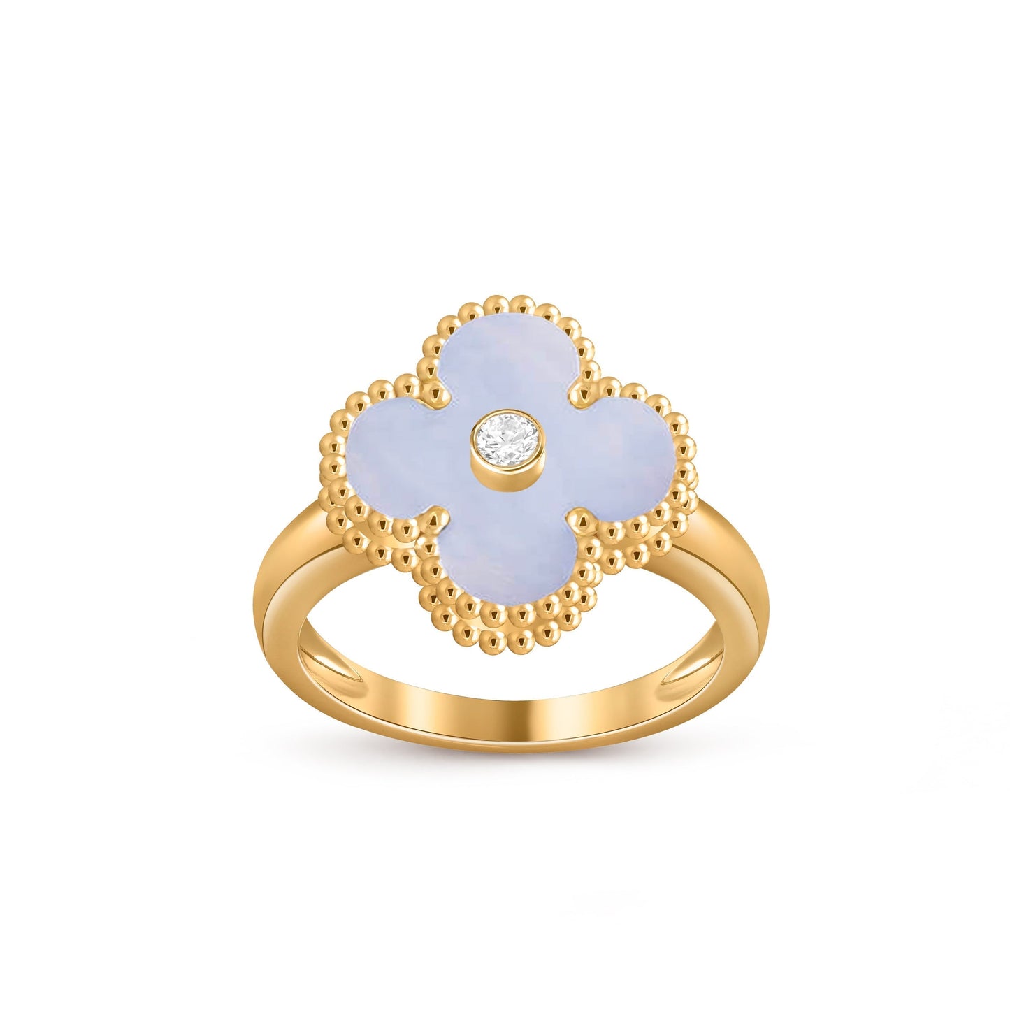 [Avelora]LUCKY CLOVER DIAMOND-ACCENT GOLD RING COLLECTION