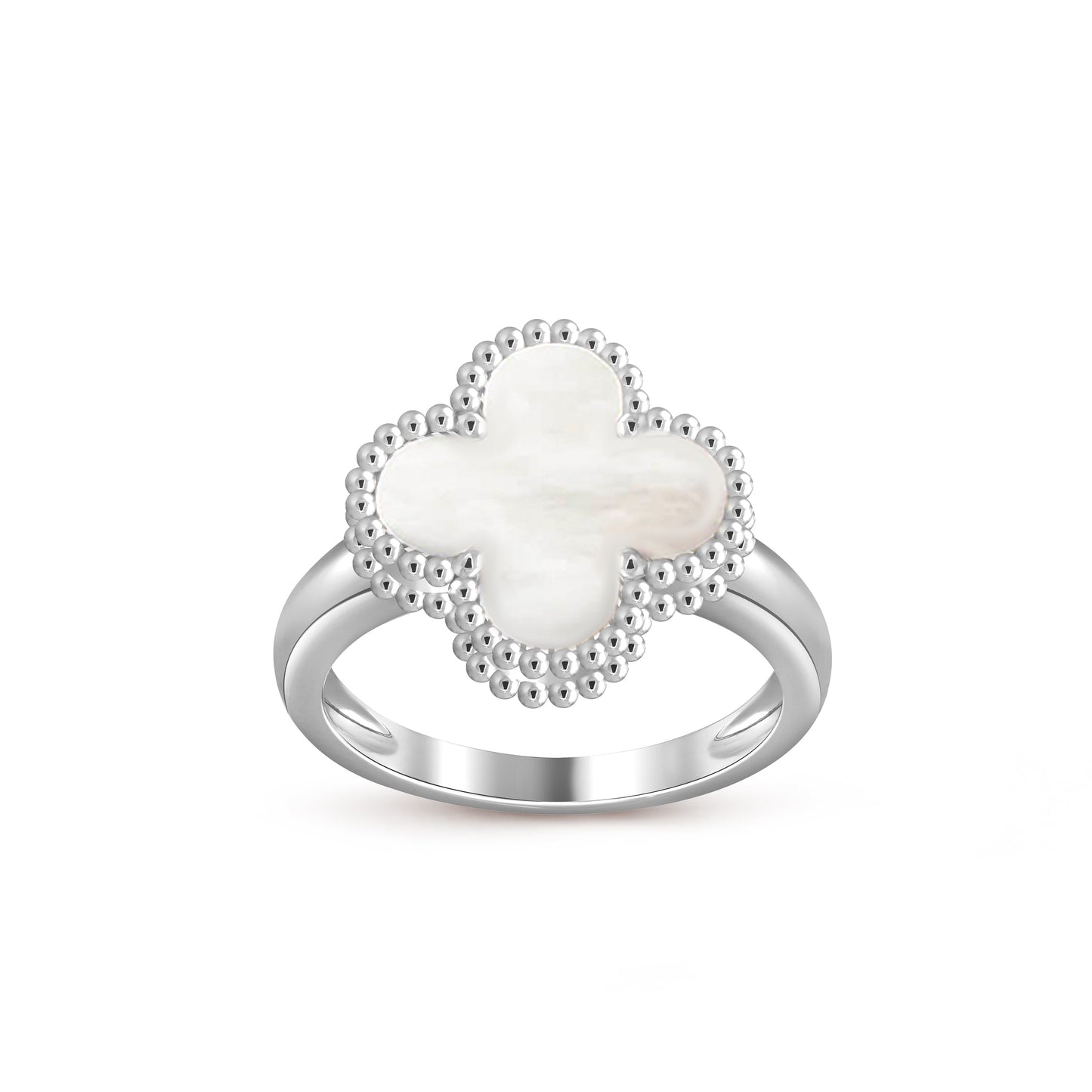 [Avelora]LUCKY CLOVER VINTAGE WHITE GOLD RING COLLECTION