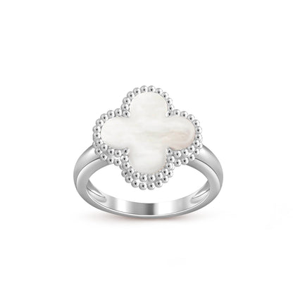 [Avelora]LUCKY CLOVER VINTAGE WHITE GOLD RING COLLECTION