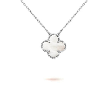 [Avelora]15MM CLOVER FLOWER PENDANT NECKLACE WHITE GOLD COLLECTION