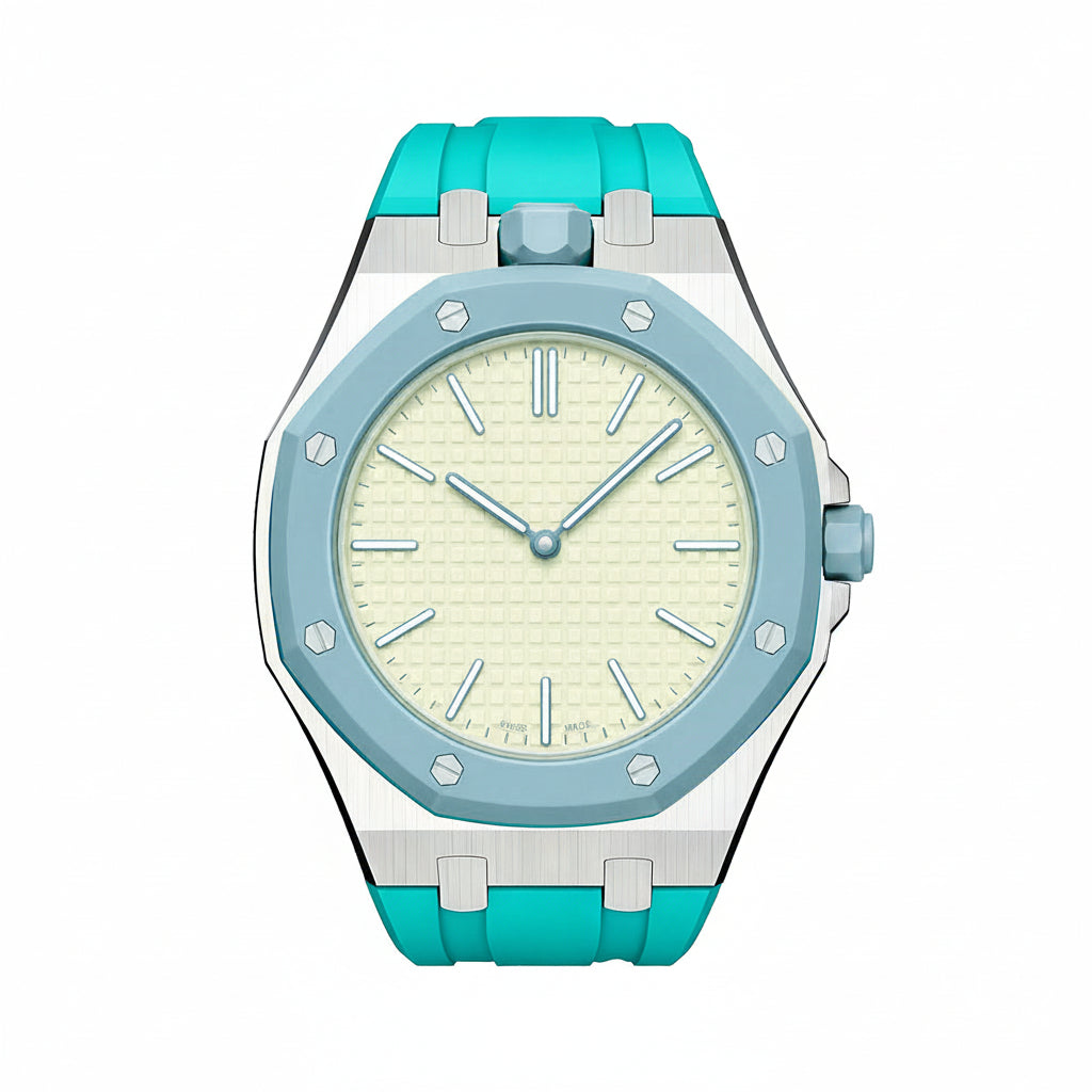 [Avelora]OAK POP SKY BLUE STEEL SILICONE STRAP