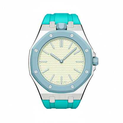 [Avelora]OAK POP SKY BLUE STEEL SILICONE STRAP