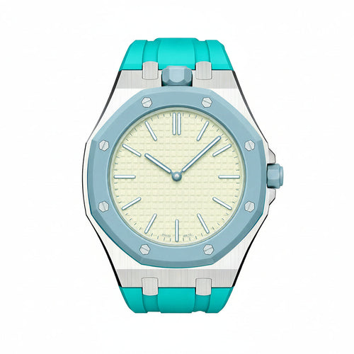 [Avelora]OAK POP SKY BLUE STEEL SILICONE STRAP