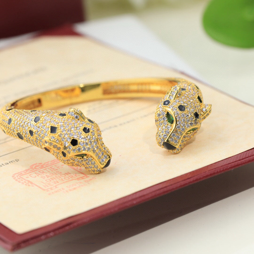 Avelora DOUBLE PANTHER FULL-PAVÉ OPEN BANGLE product view 4