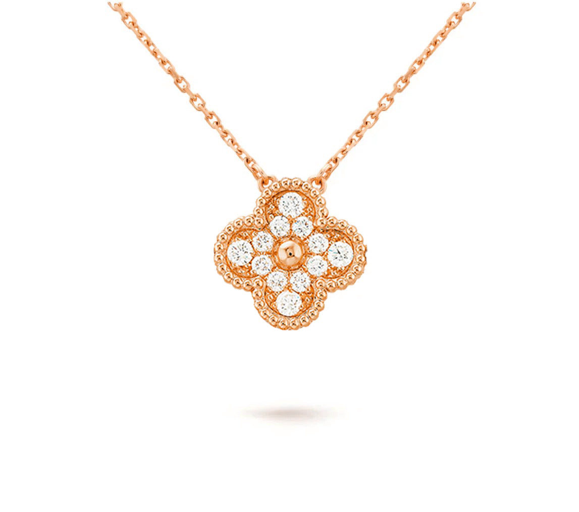 [Avelora]15MM CLOVER FLOWER DIAMOND PENDANT NECKLACE COLLECTION
