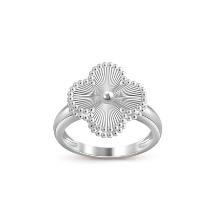 [Avelora]LUCKY CLOVER VINTAGE WHITE GOLD RING COLLECTION