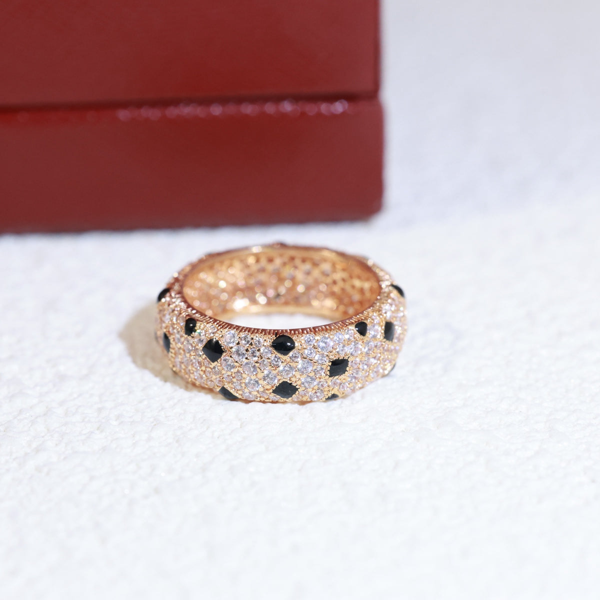 Spotted Panther Band Ring - Rose Gold