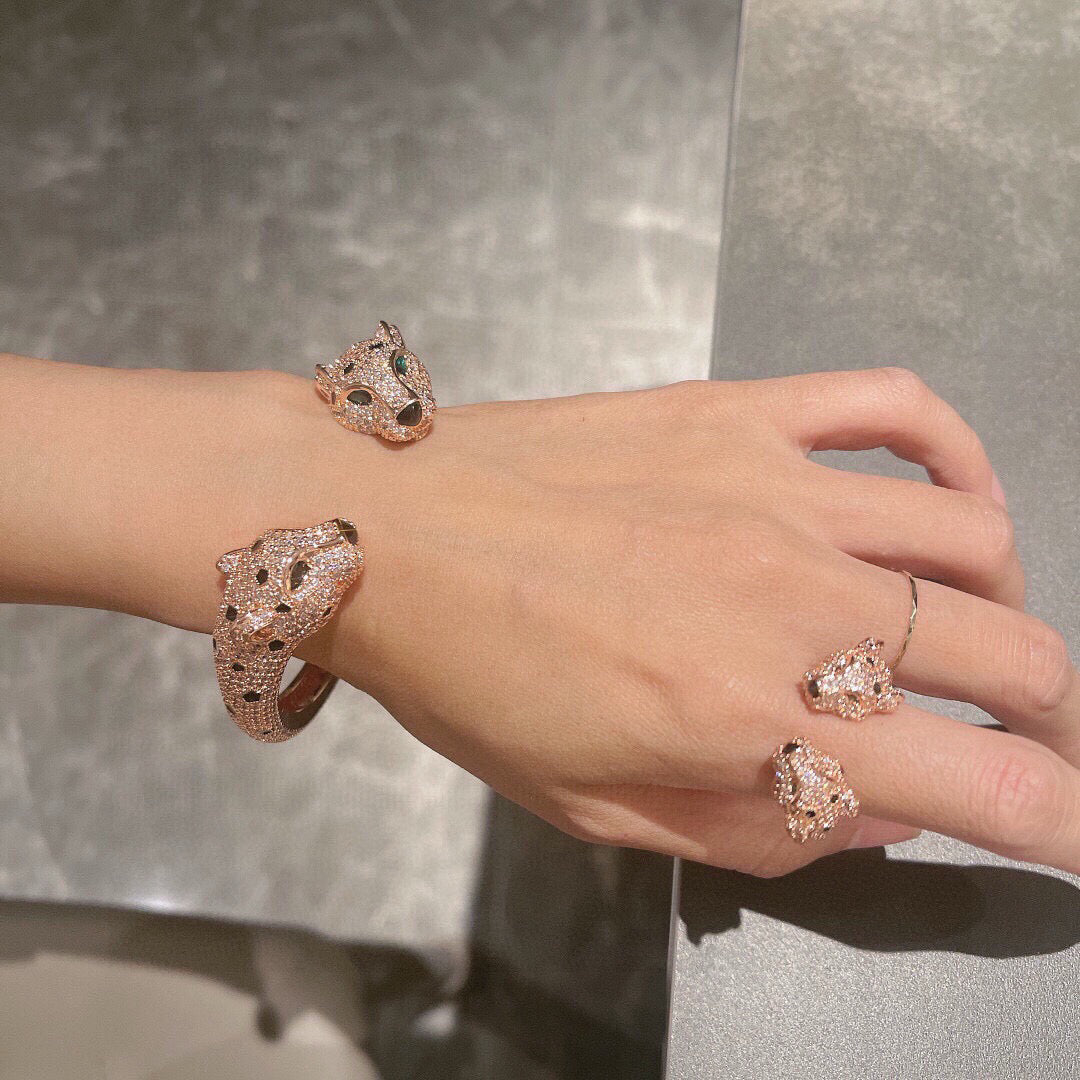 Avelora DOUBLE PANTHER FULL-PAVÉ OPEN BANGLE product view 6