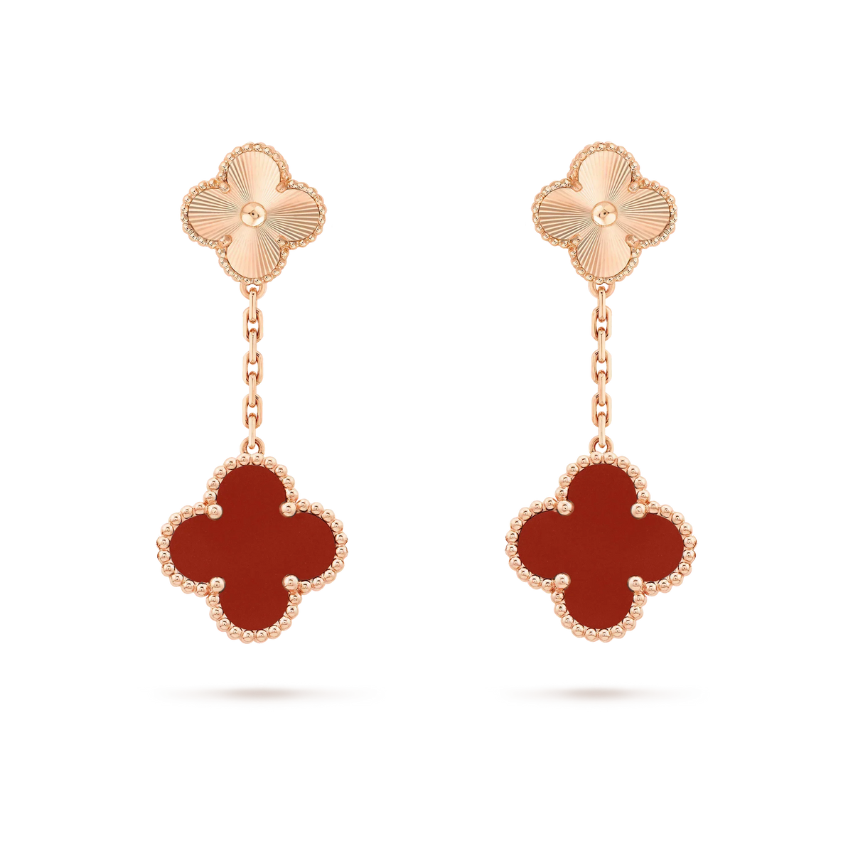 [Avelora Jewelry ]CLOVER 2 MOTIF  LASER CARNELIAN EARRINGS