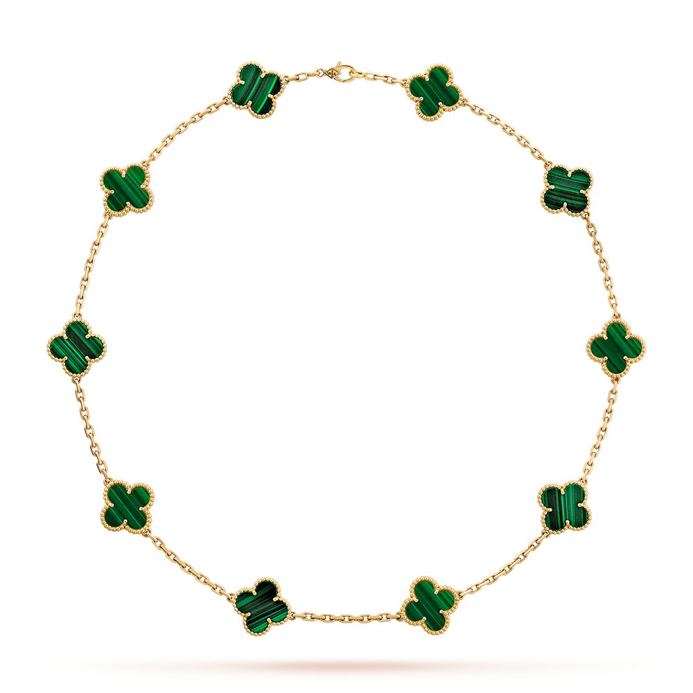 [Avelora Jewelry ]CLOVER 10 MOTIFS MALACHITE NECKLACE