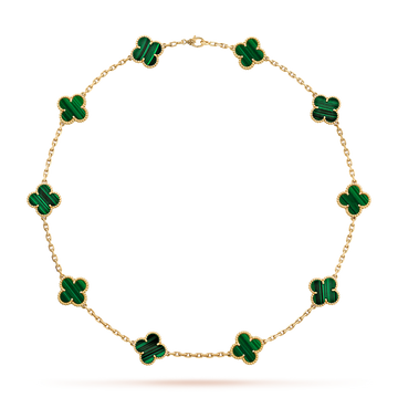 [Avelora Jewelry ]CLOVER 10 MOTIFS MALACHITE NECKLACE
