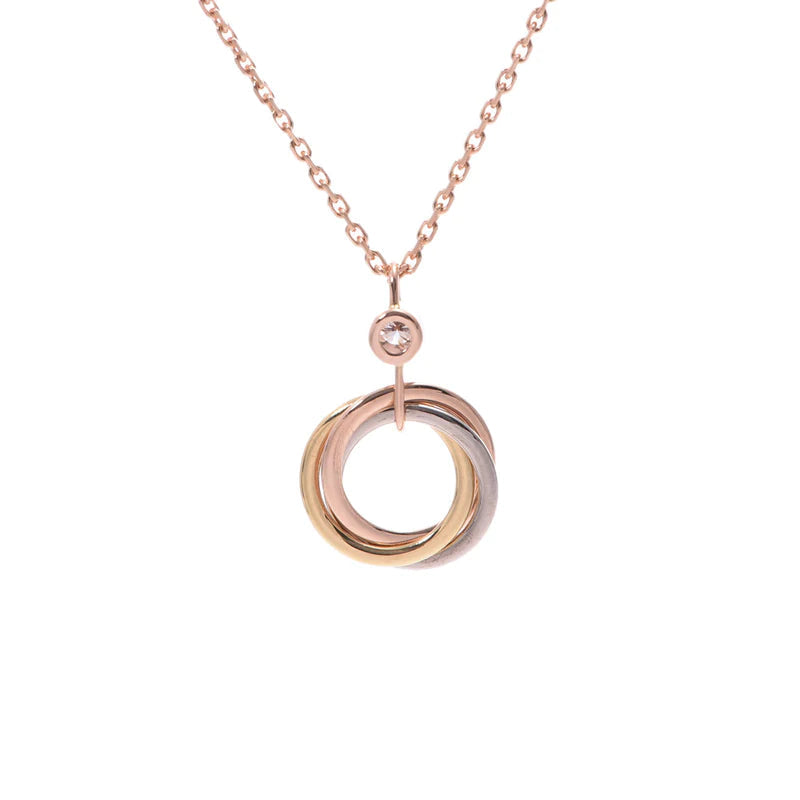 [Avelora Jewelry ]TRINITY SILVER GOLD PINK GOLD NECKLACE