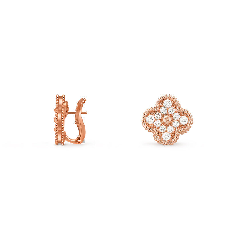[Avelora]15MM CLOVER FLOWER STUD EARRINGS ROSE GOLD COLLECTION
